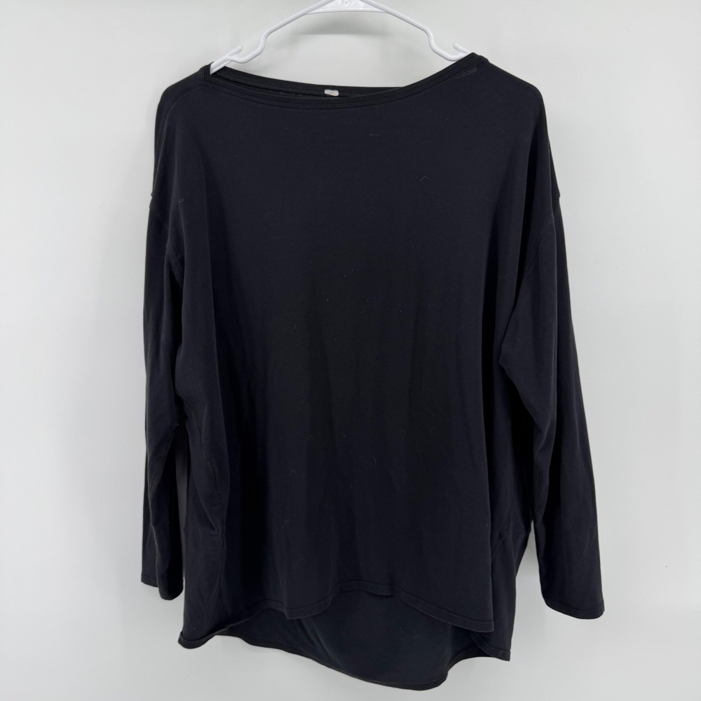 Lululemon Back In Action Long Sleeve Shirt Black Loose Fit Medium Boat Neck